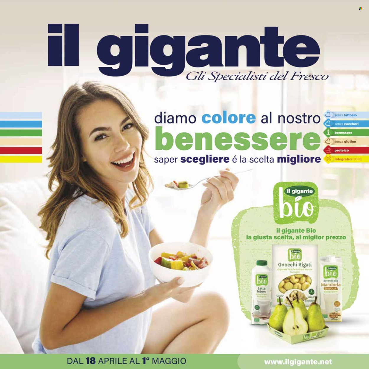thumbnail - Volantino Il Gigante - 18/4/2024 - 1/5/2024 - Prodotti in offerta - patate, latte, latte intero, gnocchi. Pagina 1.