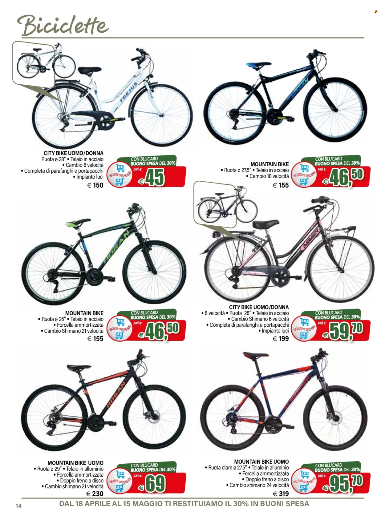 thumbnail - Volantino Il Gigante - 18/4/2024 - 15/5/2024 - Prodotti in offerta - Shimano, bicicletta, mountain bike, ruota, portapacchi. Pagina 14.