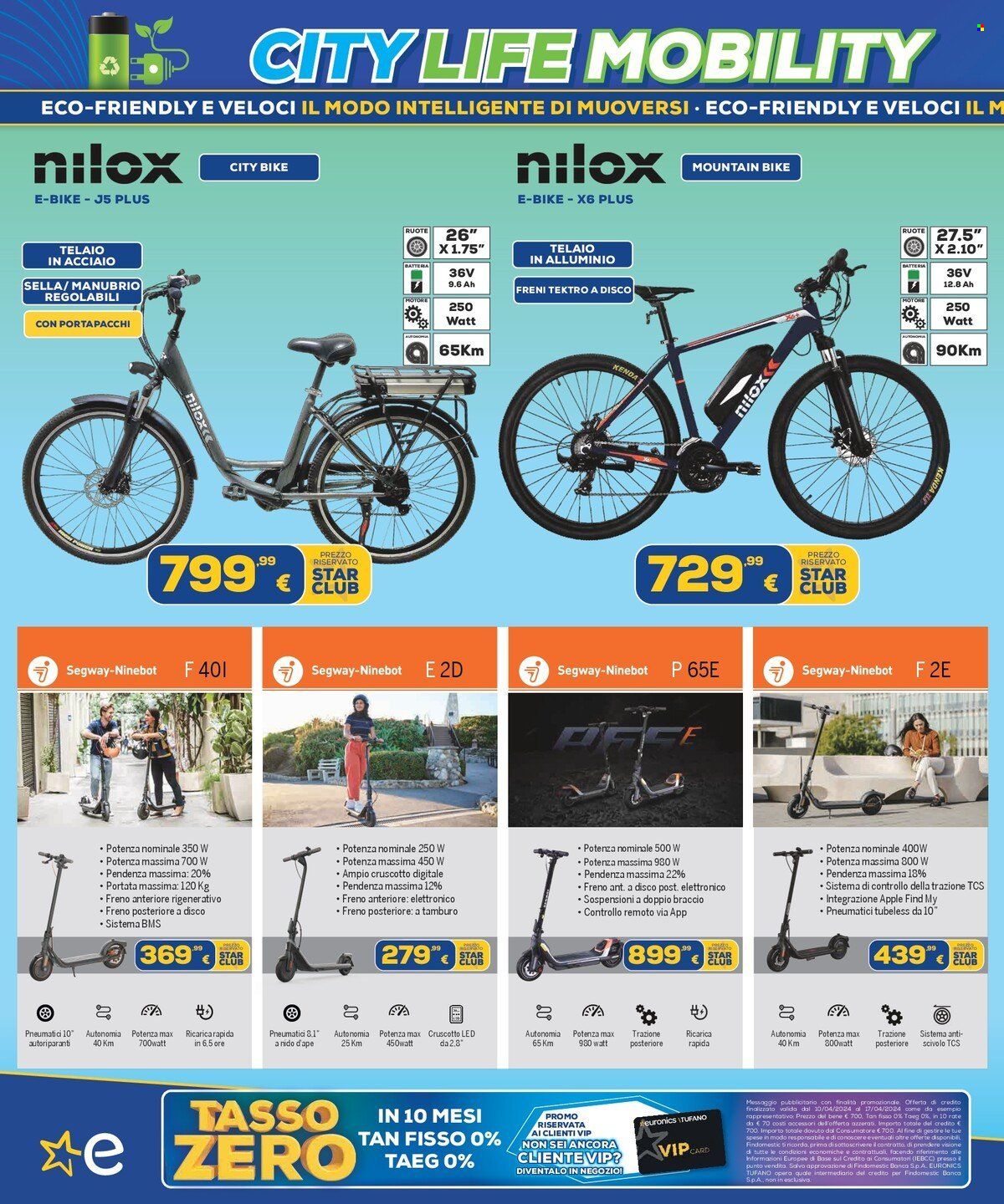 thumbnail - Volantino Euronics - 10/4/2024 - 5/5/2024 - Prodotti in offerta - Apple, Segway, bici elettrica, Nilox. Pagina 6.