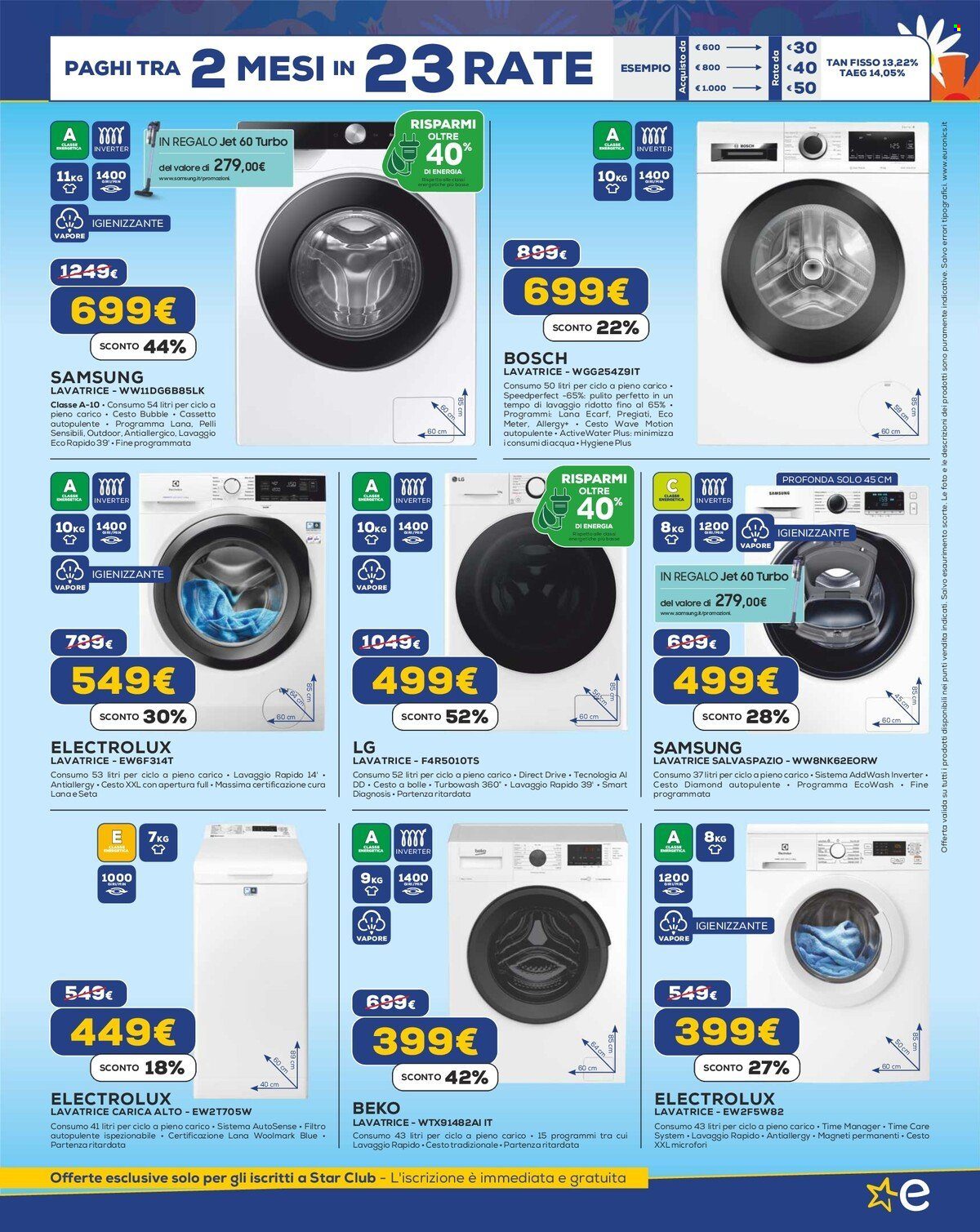 thumbnail - Volantino Euronics - 18/4/2024 - 8/5/2024 - Prodotti in offerta - LG, Samsung, Bosch, Electrolux, Beko, lavatrice, filtro autopulente. Pagina 11.