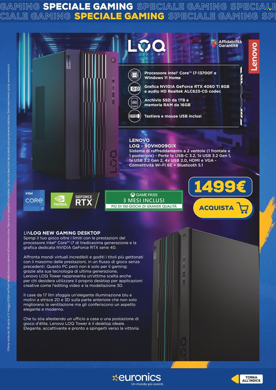 thumbnail - Volantino Euronics - 18/4/2024 - 1/5/2024 - Prodotti in offerta - Lenovo, Intel. Pagina 8.