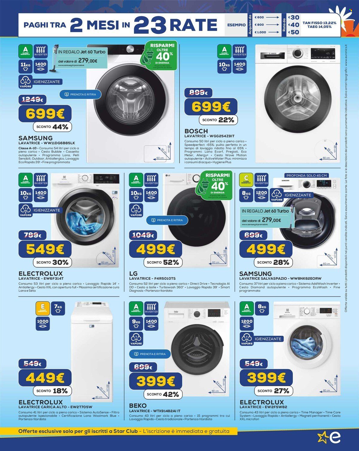 thumbnail - Volantino Euronics - 18/4/2024 - 8/5/2024 - Prodotti in offerta - Samsung, lavatrice, LG, Beko. Pagina 19.