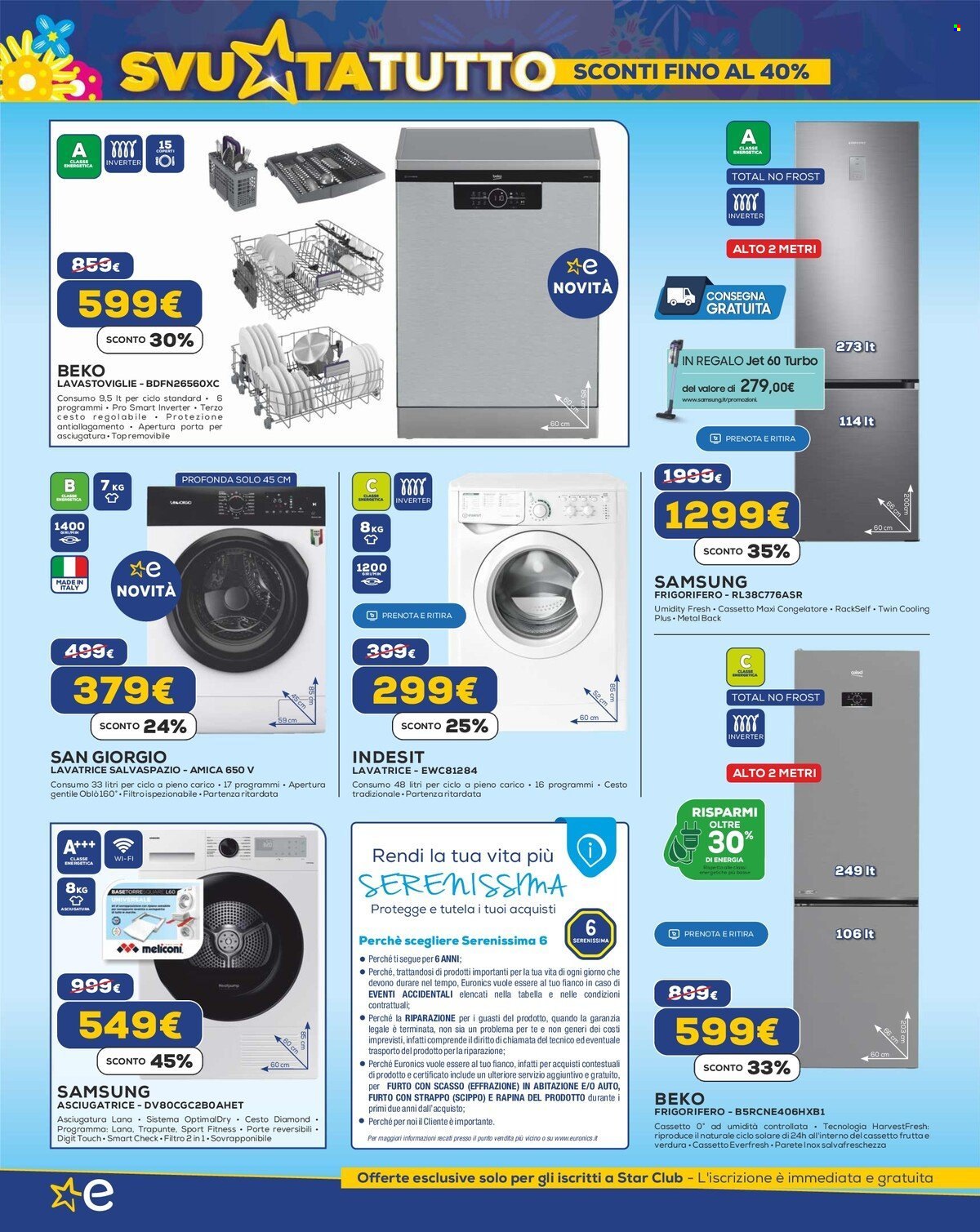 thumbnail - Volantino Euronics - 18/4/2024 - 8/5/2024 - Prodotti in offerta - Indesit, lavatrice, Beko, frigorifero, frigorifero combinato, Samsung. Pagina 20.