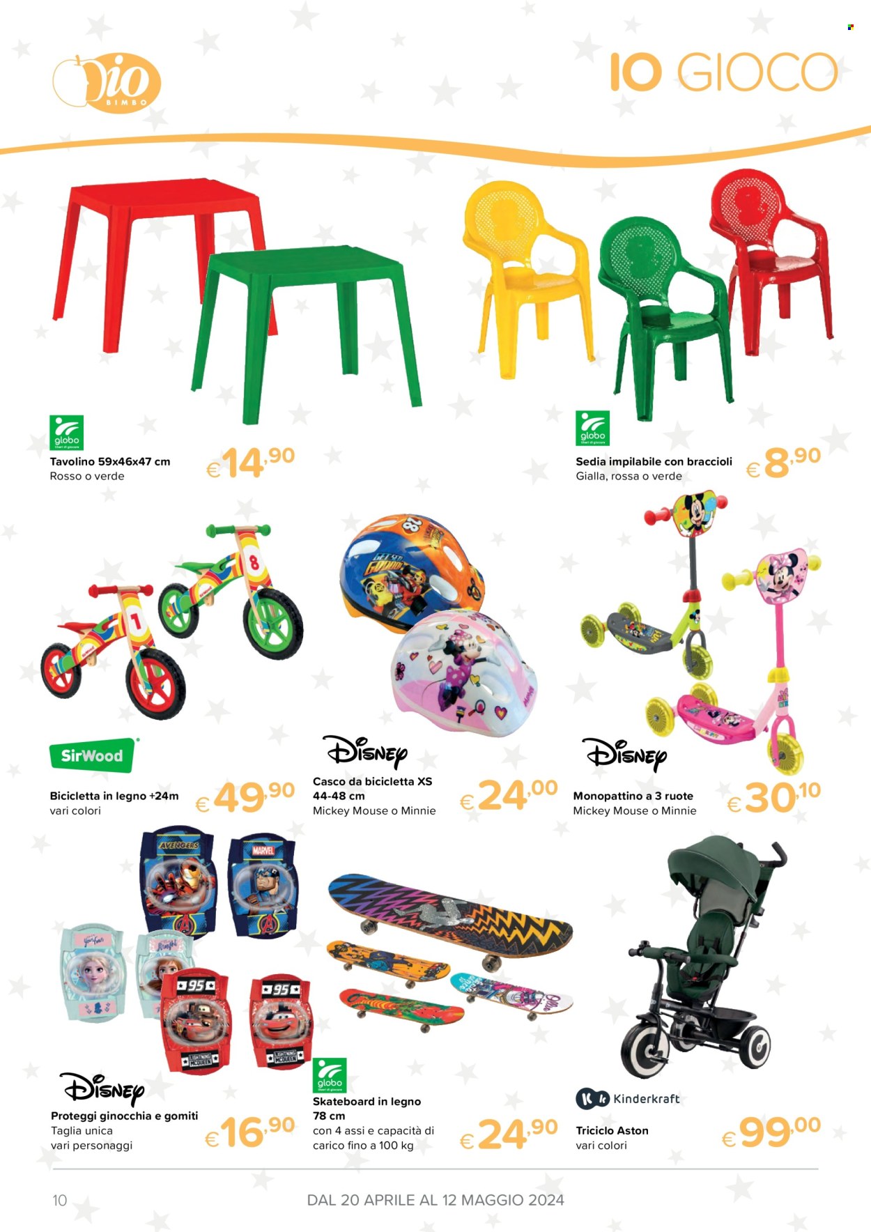 thumbnail - Volantino Io Bimbo - 20/4/2024 - 12/5/2024 - Prodotti in offerta - Disney, McQueen, bicicletta, casco, monopattino, gioco. Pagina 10.