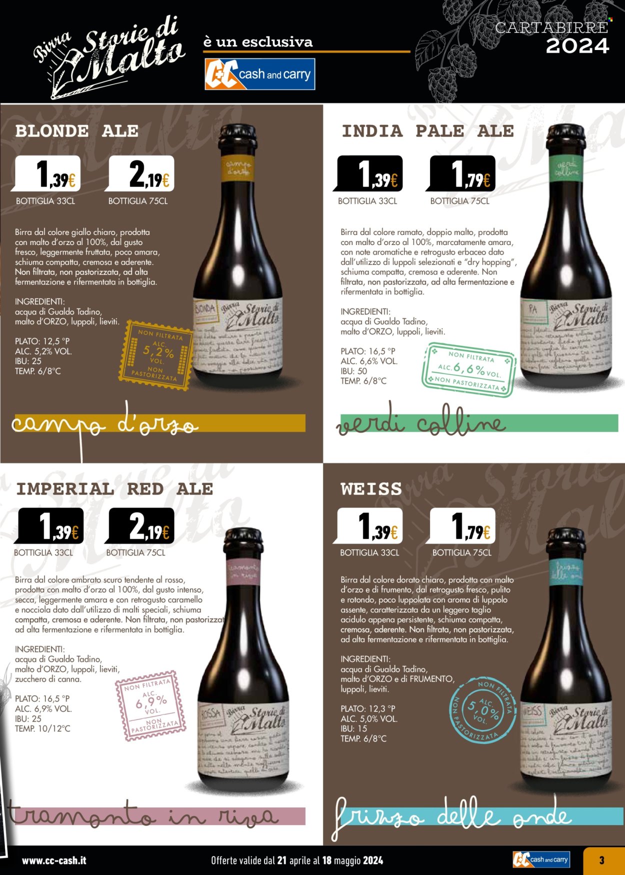 thumbnail - Volantino C+C Cash & Carry - 21/4/2024 - 18/5/2024 - Prodotti in offerta - birra, birra tipo IPA, birra tipo pale ale, bevanda alcolica, orzo. Pagina 3.