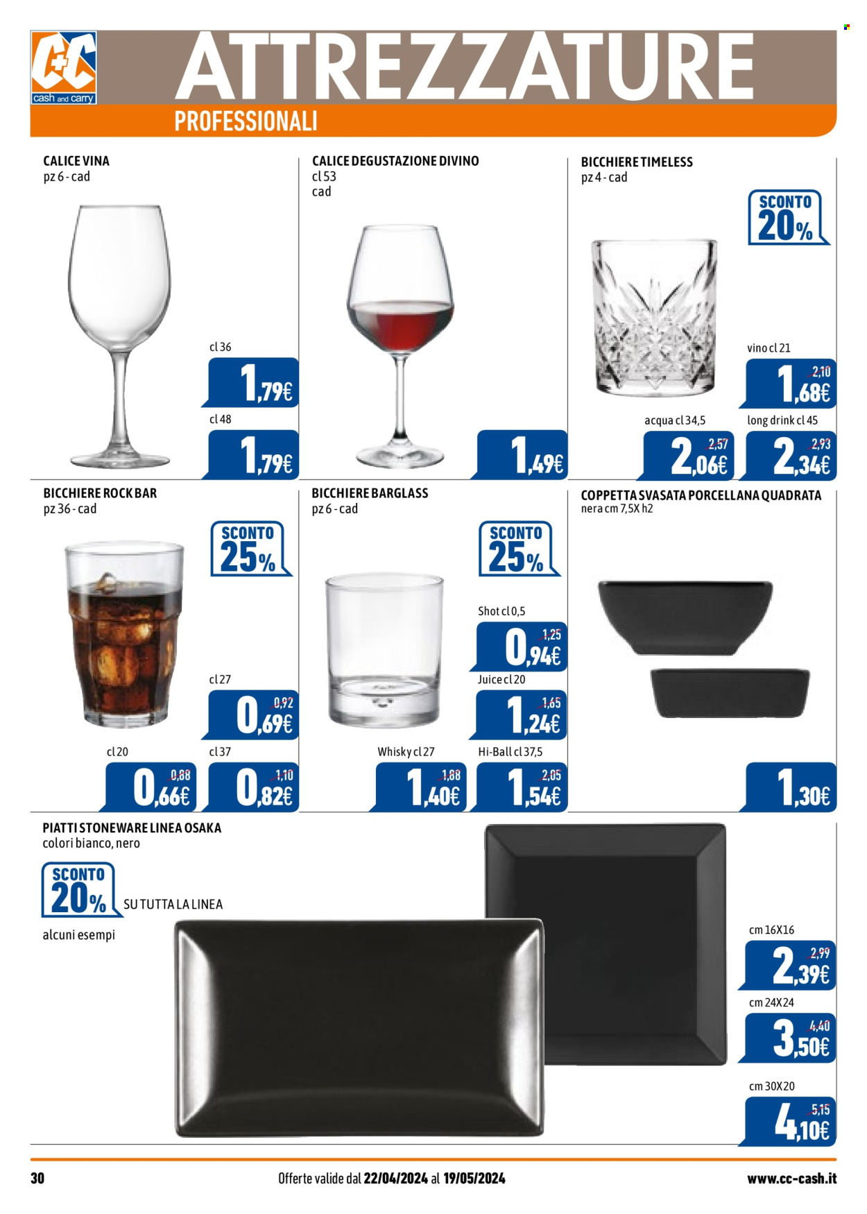 thumbnail - Volantino C+C Cash & Carry - 22/4/2024 - 19/5/2024 - Prodotti in offerta - bevanda alcolica, vino, whisky, piatti, calice. Pagina 30.