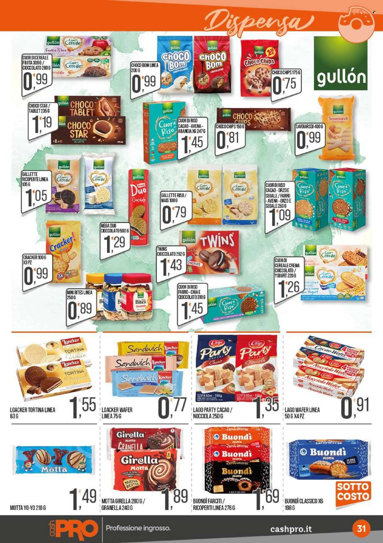 thumbnail - Volantino CashPRO - 22/4/2024 - 5/5/2024 - Prodotti in offerta - crackers, gallette di riso, savoiardi, Motta, gallette, yogurt, wafer, Loacker, chips, Star, orzo. Pagina 31.