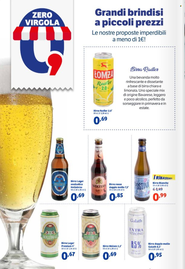 thumbnail - Volantino iN's Mercato - 24/4/2024 - 5/5/2024 - Prodotti in offerta - birra, birra di frumento, birra tipo lager, bevanda alcolica, bibita gassata, limonata. Pagina 10.