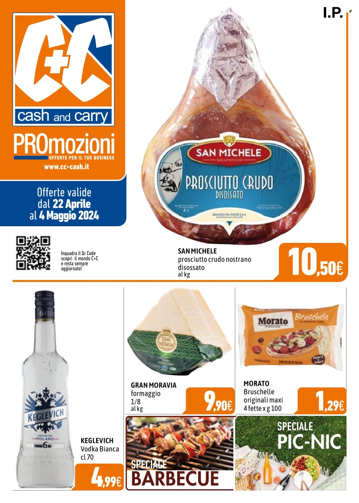 thumbnail - Volantino C+C Cash & Carry - 22/4/2024 - 4/5/2024 - Prodotti in offerta - Morato, prosciutto, prosciutto crudo, formaggio, vodka, Keglevich, barbecue. Pagina 1.