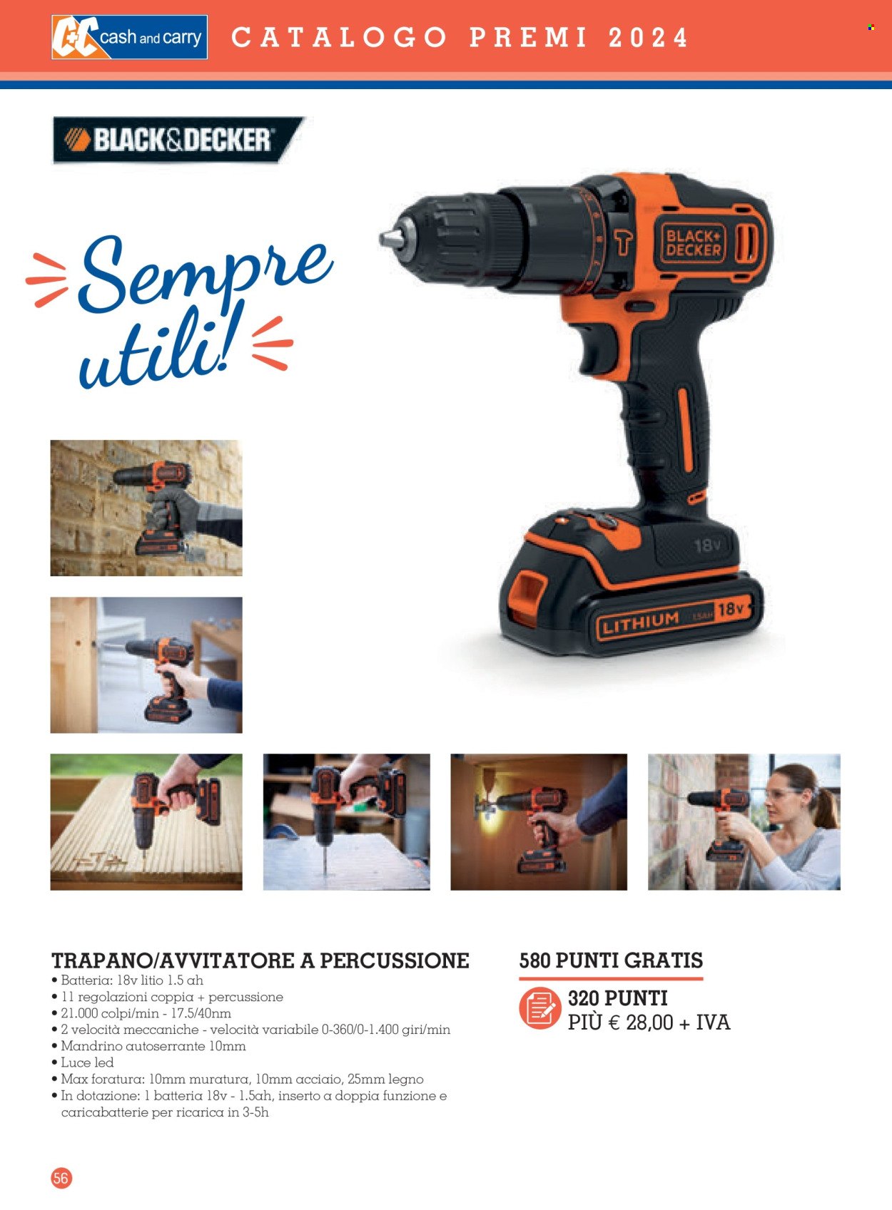 thumbnail - Volantino C+C Cash & Carry - 11/3/2024 - 2/2/2025 - Prodotti in offerta - caricabatterie, luce, luce LED, trapano. Pagina 56.