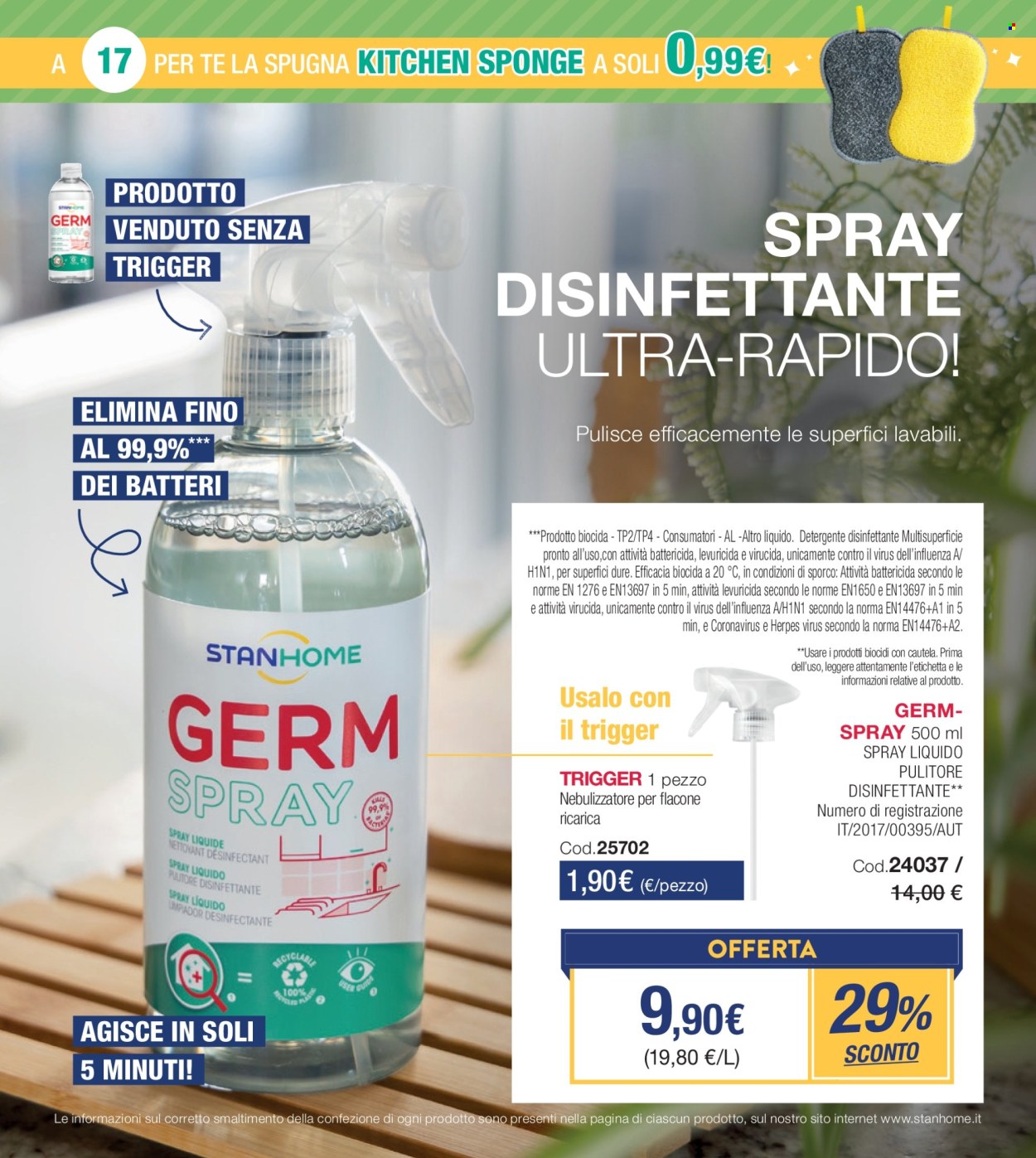 thumbnail - Volantino Stanhome - 23/4/2024 - 10/5/2024 - Prodotti in offerta - detergente, pulitore, detergente disinfettante, flacone, spugna. Pagina 13.