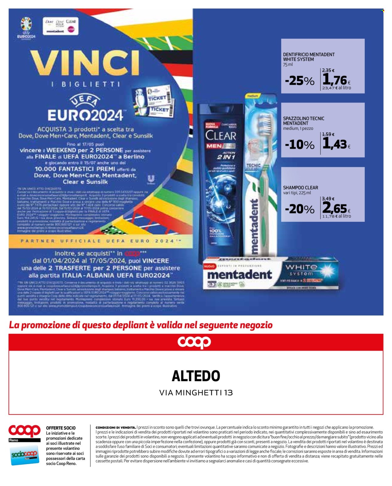 thumbnail - Volantino Coop - 26/4/2024 - 8/5/2024 - Prodotti in offerta - dentifricio, spazzolino, Mentadent, shampoo. Pagina 33.