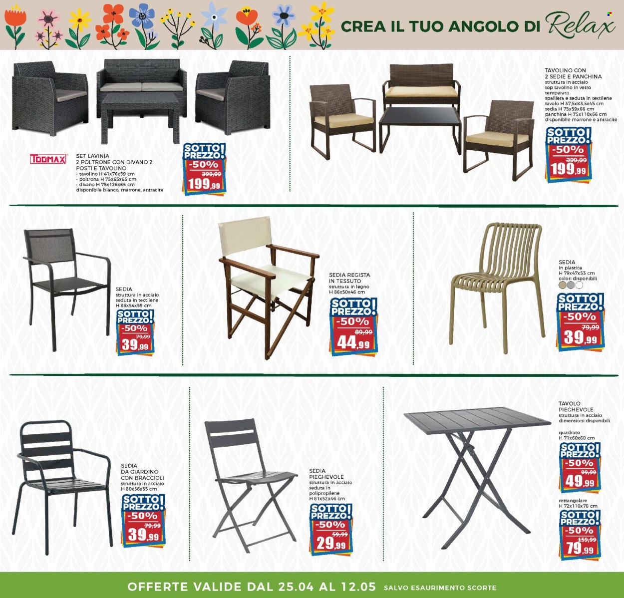 thumbnail - Volantino Happy Casa Store - 25/4/2024 - 12/5/2024 - Prodotti in offerta - poltrona, tavolo, tavolino, tavolo pieghevole, panchina, sedia pieghevole. Pagina 37.