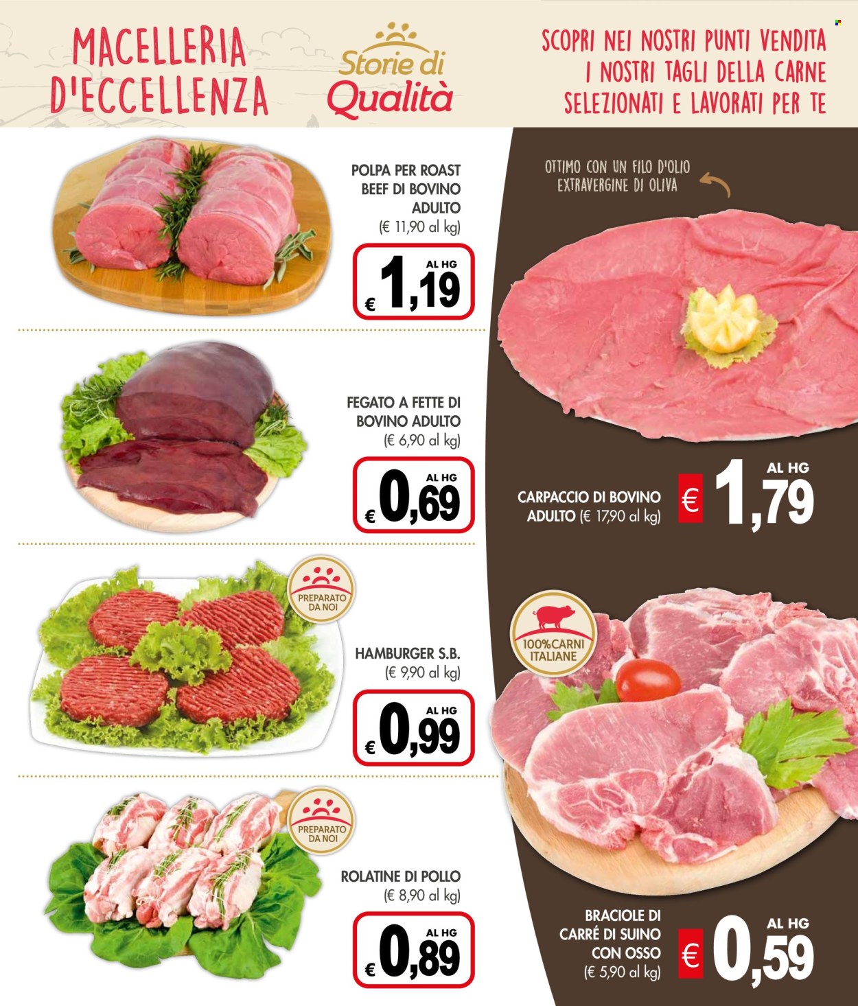 thumbnail - Volantino Presto Fresco - 29/4/2024 - 12/5/2024 - Prodotti in offerta - fegato, roastbeef, manzo, carpaccio, carpaccio di bovino, hamburger, suino, olio di oliva. Pagina 3.