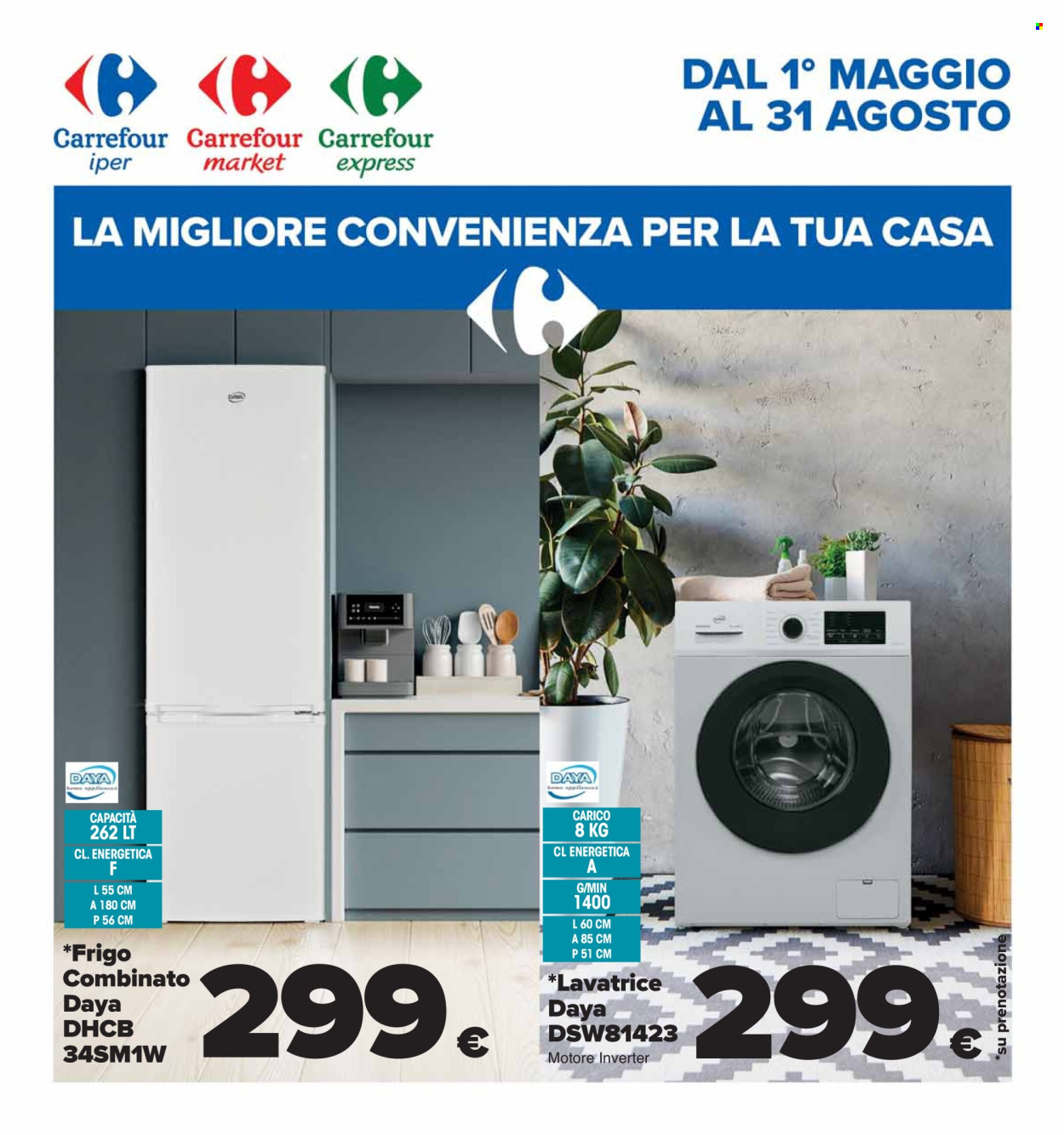 thumbnail - Volantino Carrefour - 1/5/2024 - 31/8/2024 - Prodotti in offerta - lavatrice. Pagina 1.