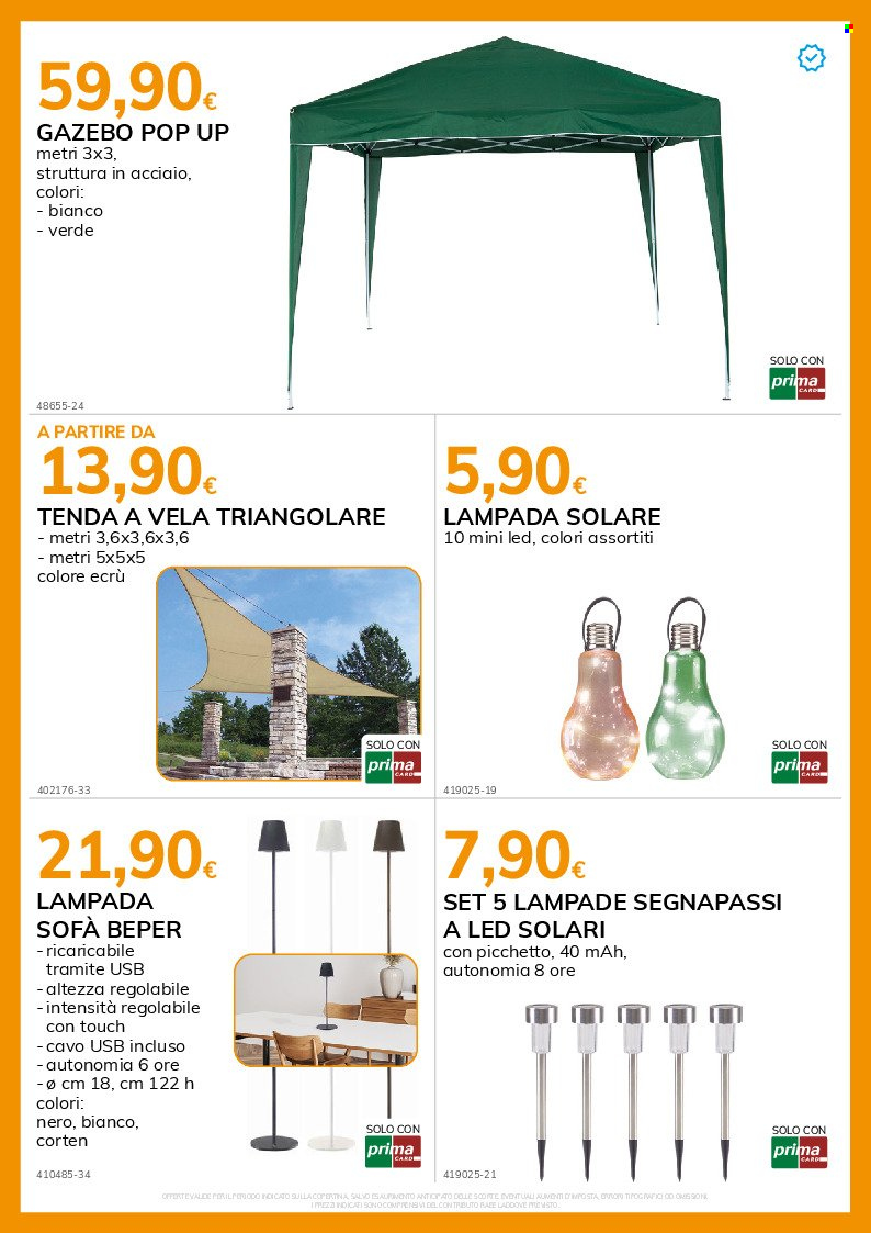thumbnail - Volantino Basko - 2/5/2024 - 24/6/2024 - Prodotti in offerta - coperta, lampada, gazebo. Pagina 9.