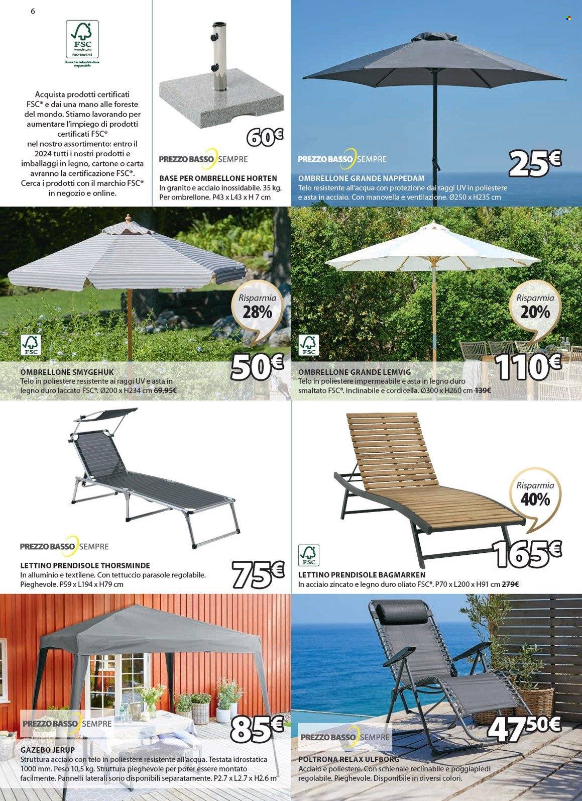 thumbnail - Volantino JYSK - 6/6/2024 - 5/7/2024 - Prodotti in offerta - base per ombrellone, ombrellone, lettino, gazebo, sedia. Pagina 7.