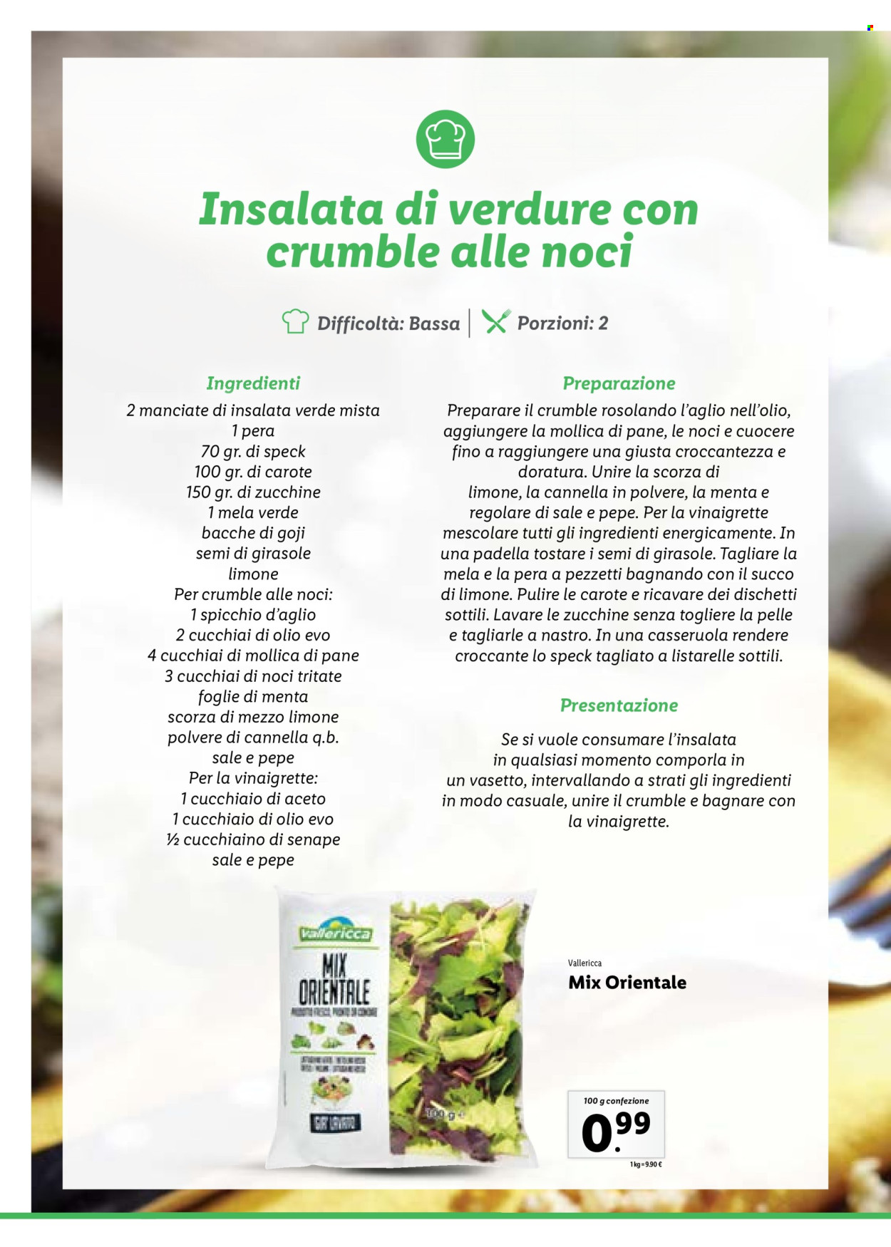 thumbnail - Volantino Lidl - Prodotti in offerta - pane, insalata mista, speck, vinaigrette, bacche di goji, semi di girasole. Pagina 50.
