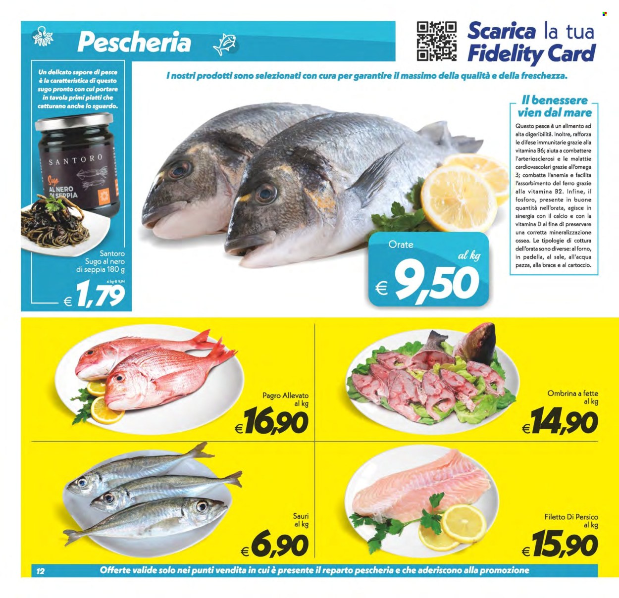 thumbnail - Volantino SuperConveniente - 25/6/2024 - 3/7/2024 - Prodotti in offerta - pesce persico, orata, ombrina, sugo, sugo pronto, Vitamina D. Pagina 12.