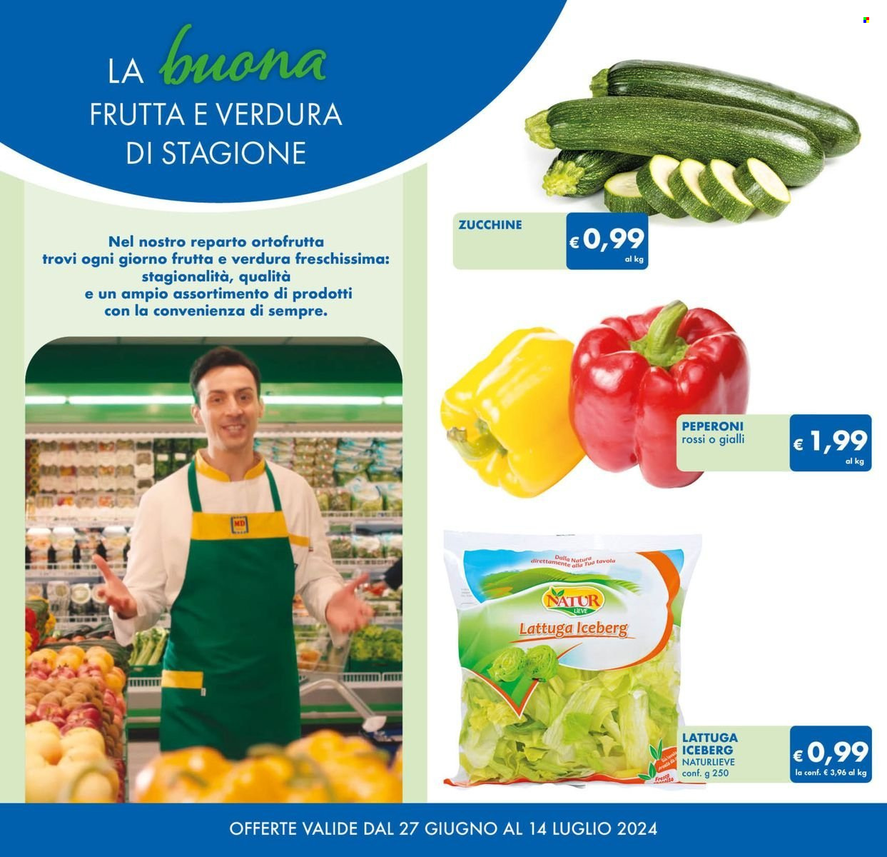 thumbnail - Volantino MD Discount - 27/6/2024 - 14/7/2024 - Prodotti in offerta - zucchine, peperoni, lattuga, lattuga iceberg. Pagina 2.