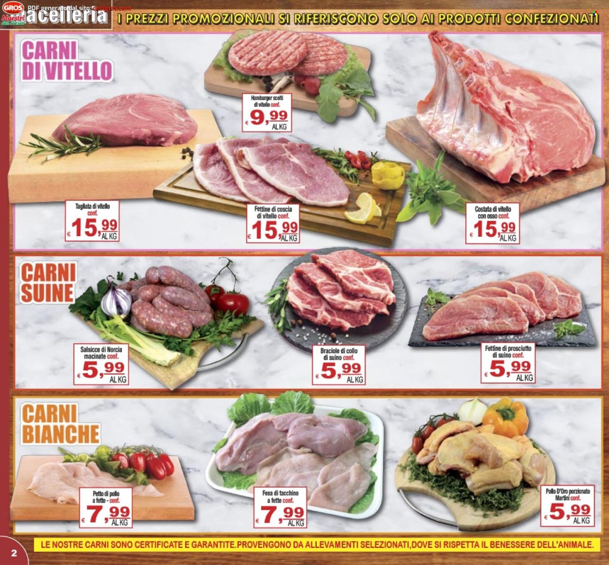 thumbnail - Volantino CTS supermercati - 28/6/2024 - 8/7/2024 - Prodotti in offerta - petto di pollo, petto di tacchino, Martini, tagliata, salsiccia, hamburger, suino. Pagina 2.