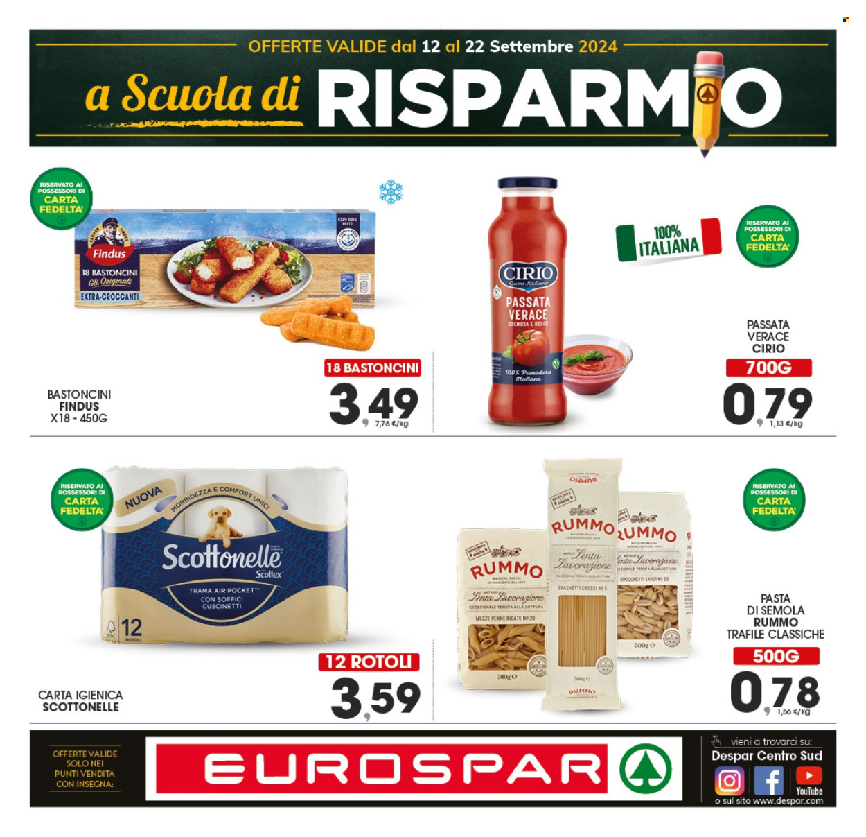 Volantino Eurospar - 12/9/2024 - 22/9/2024. Pagina 1