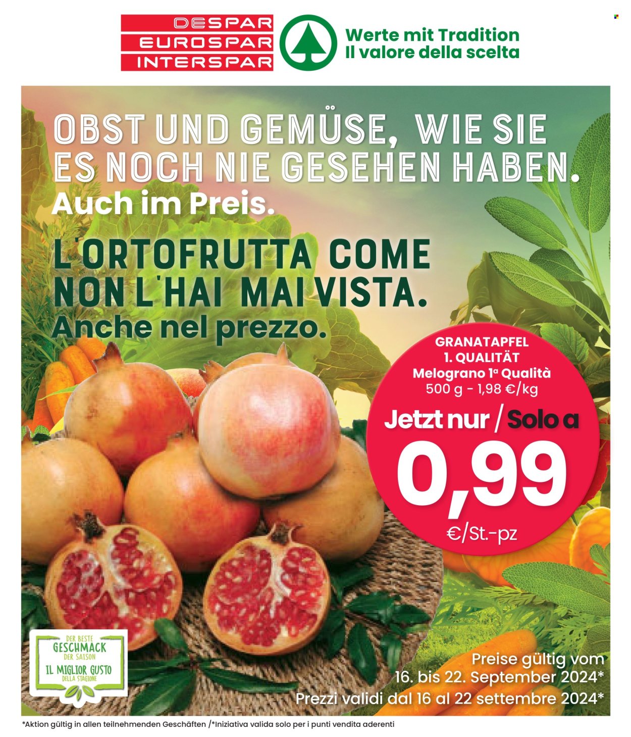 Volantino Eurospar - 16/9/2024 - 22/9/2024. Pagina 1