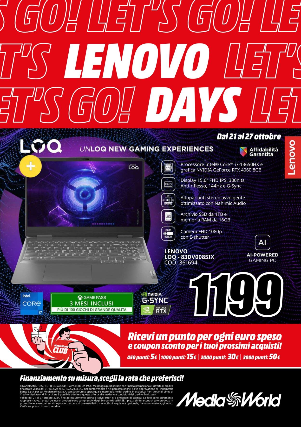 Volantino MediaWorld - 21/10/2024 - 27/10/2024. Pagina 1