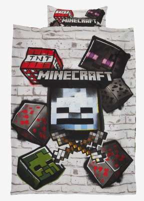 Completo copripiumino MINECRAFT 155x220 cm grigio