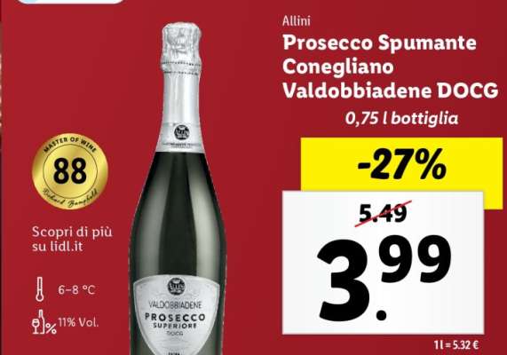 Allini Prosecco Spumante Conegliano Valdobbiadene DOCG