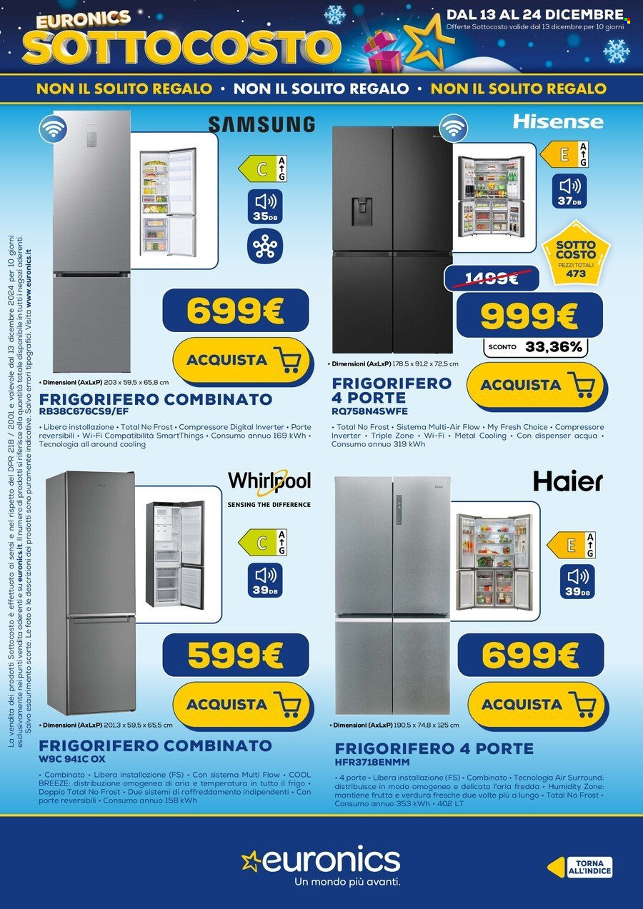 Volantino Euronics - 13/12/2024 - 22/12/2024. Pagina 1