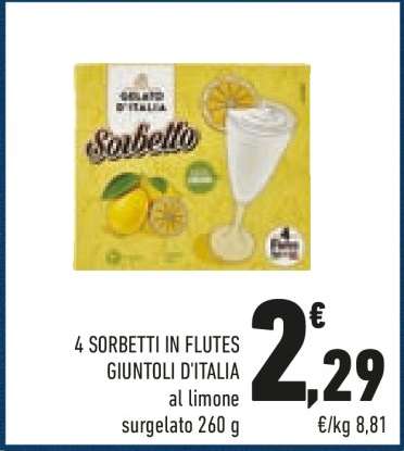 4 Sorbetti in Flutes Giuntoli D'Italia