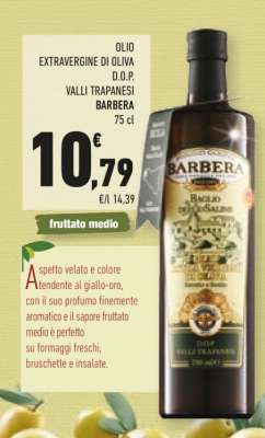 Olio Extravergine di Oliva D.O.P. Valli Trapanesi Barbera