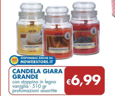 CANDELA GIARA GRANDE con stoppino in legno ar 510 g