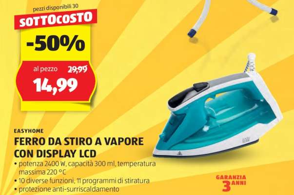 EASYHOME FERRO DA STIRO A VAPORE CON DISPLAY LCD