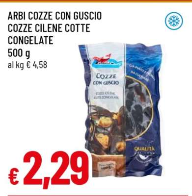 ARBI COZZE CON GUSCIO COZZE CILENE COTTE CONGELATE