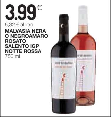 Malvasia Nera o Negroamaro Rosato Salento IGP Notte Rossa