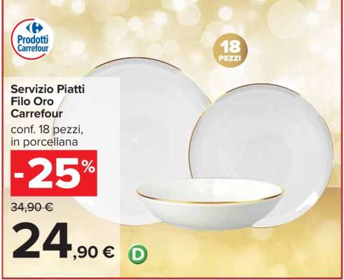 Servizio Piatti Filo Oro Carrefour