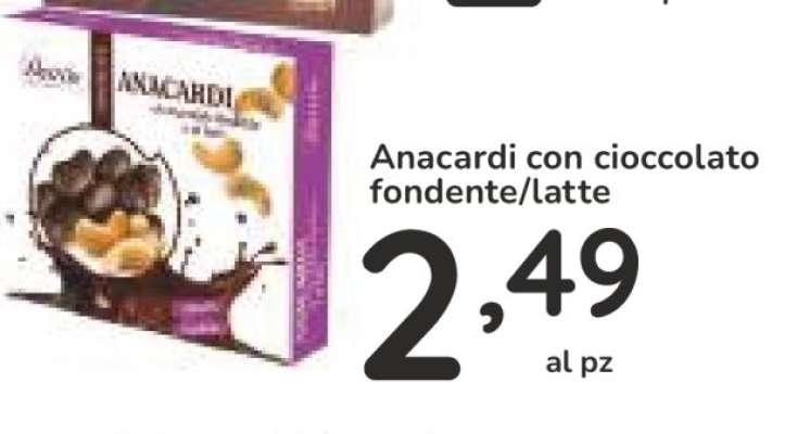 Anacardi con cioccolato fondente/latte