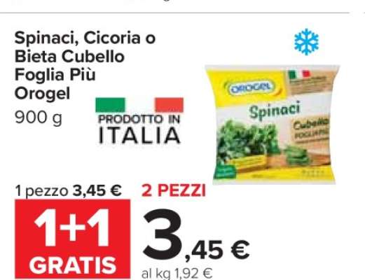 Spinaci, Cicoria o Bieta Cubello Foglia Più Orogel