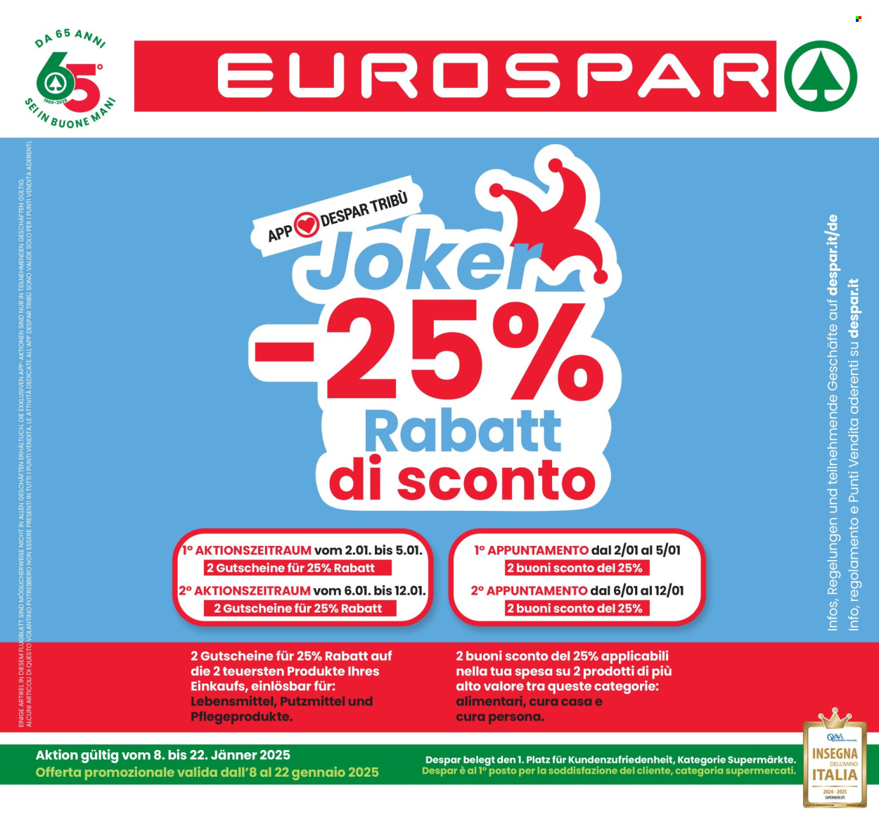 Volantino Eurospar - 8/1/2025 - 22/1/2025. Pagina 1