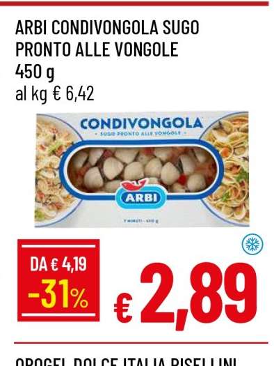 ARBI CONDIVONGOLA SUGO PRONTO ALLE VONGOLE