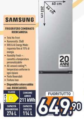 FRIGORIFERO COMBINATO RB38C600DSA