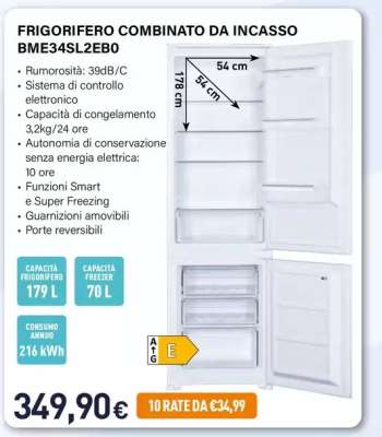 FRIGORIFERO COMBINATO DA INCASSO BME34SL2EB0