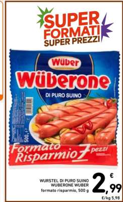 WURSTEL DI PURO SUINO WUBERONE WUBER