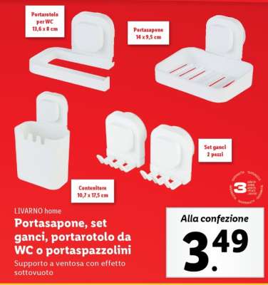 LIVARNO home Portasapone, set ganci, portarotolo da WC o portasapzzolini