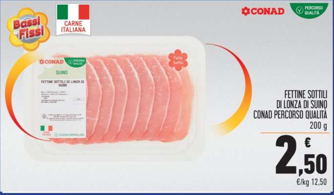 Fettine Sottili di Lonza di Suino Conad Percorso Qualità