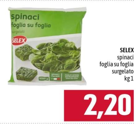 SELEX spinaci foglia su foglia surgelato kg 1