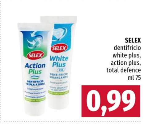 SELEX dentifricio white plus, action plus, total defence