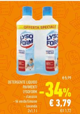 DETERGENTE LIQUIDO PAVIMENTI LYSOFORM